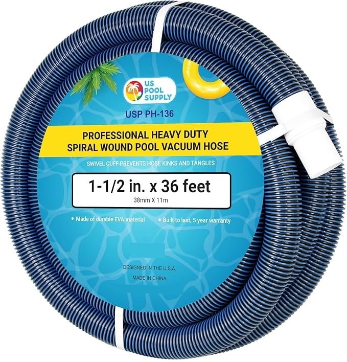 NEW U.S. Pool Supply Inground Pool Vacuum Hose 1.5" x 36' Kink-Free Swivel Cuff gallery