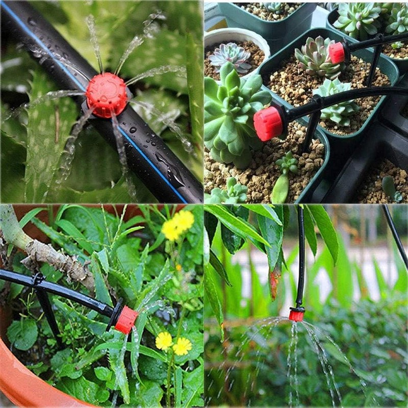 100 Pcs 1/4 Inch Adjustable Micro Drip Irrigation Emitters Garden Set gallery