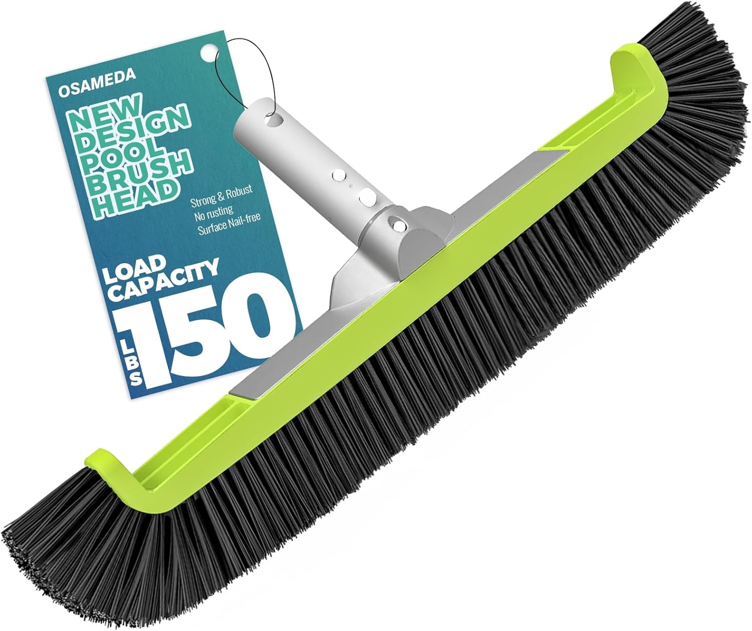 18" Pool Brush Head for Cleaning Swimming Pool Walls, Curved Ends High-Efficienc gallery