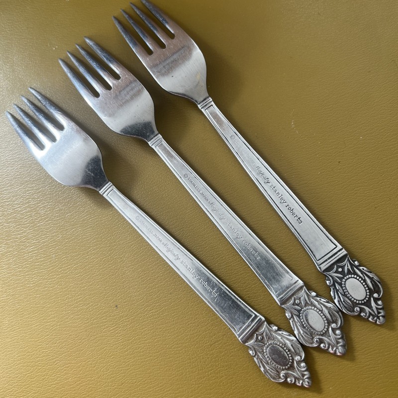 3 Dinner Forks MAJESTY by Stanley Roberts stainless steel flatware Japan MCM gallery