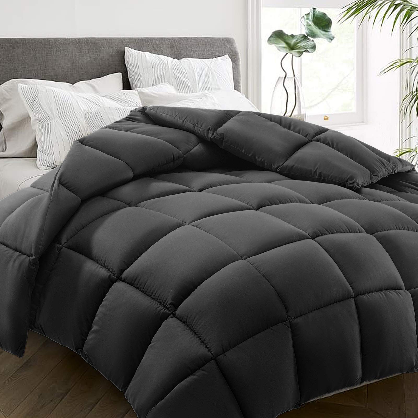 HYLEORY Queen Comforter, All Season Down Alternative Queen（88*88）, Dark Grey gallery