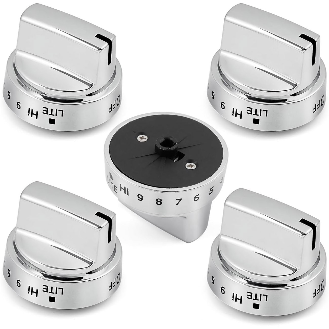 5Pack Stainless Steel Control Knob Compatible with GE Gas Range Stove WB03X24818 gallery
