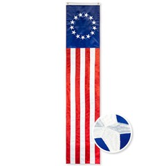 Betsy Ross American Bunting & Flag Pulldown Embroidered Stars 20″ x8′ (1 Piece)