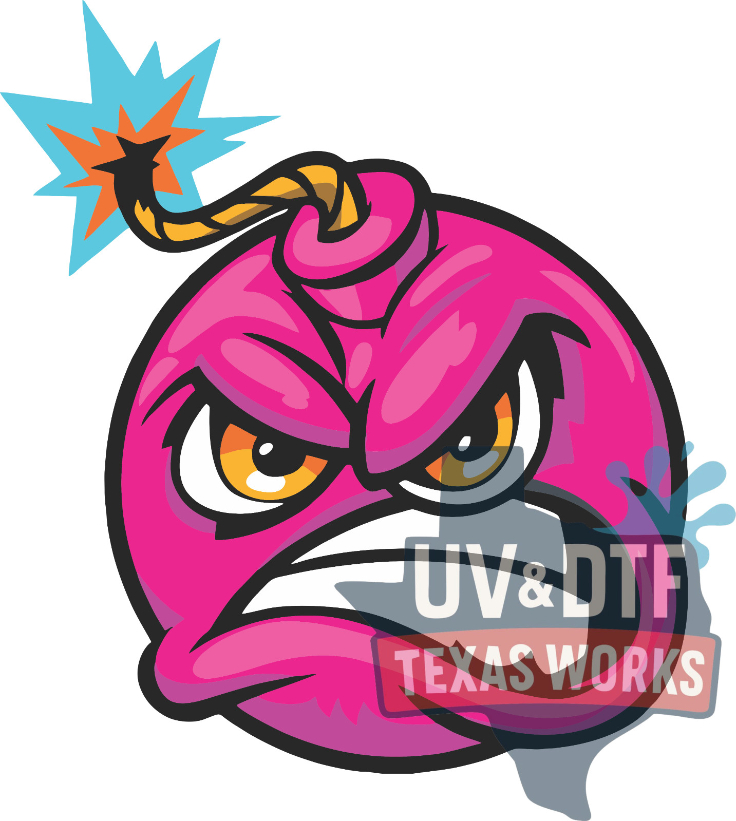 Pink Custom UV DTF Ignited Angry Bomb Decal gallery