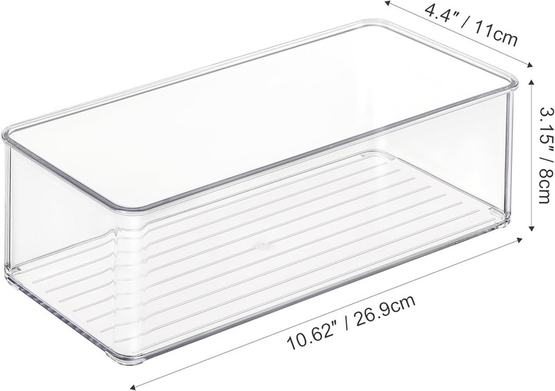Compact 4 Pack Clear PET Storage Bins – Ideal for Fridge and Pantry Organization gallery