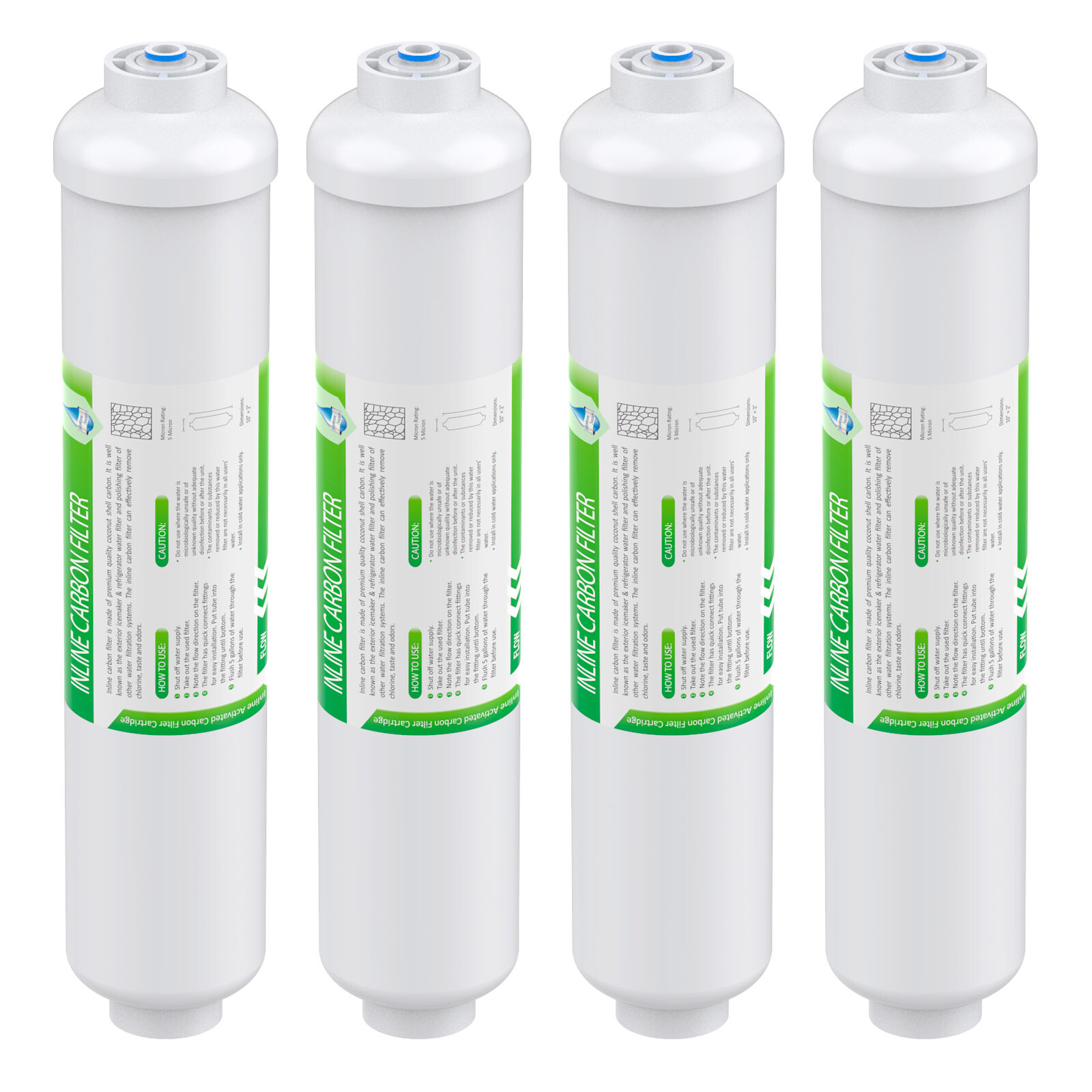 4 Pack Inline Post Carbon Water Filter Purifier Quick Connect 1/4" T33 10" x 2" gallery