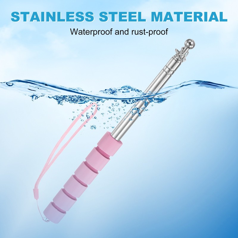 2-Pack Telescopic Handheld Flagpoles, 5.2ft/1.6m Stainless Steel Poles [Pink] gallery