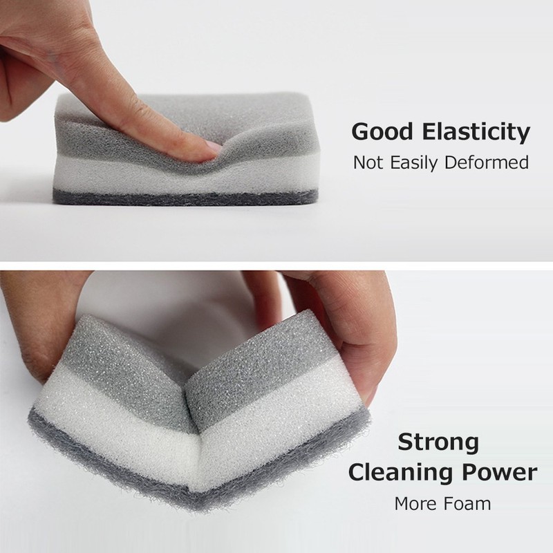 10PC Sponge Dishwashing Wipe High-Density Kitchen Cleaning For Utensils Grey For gallery