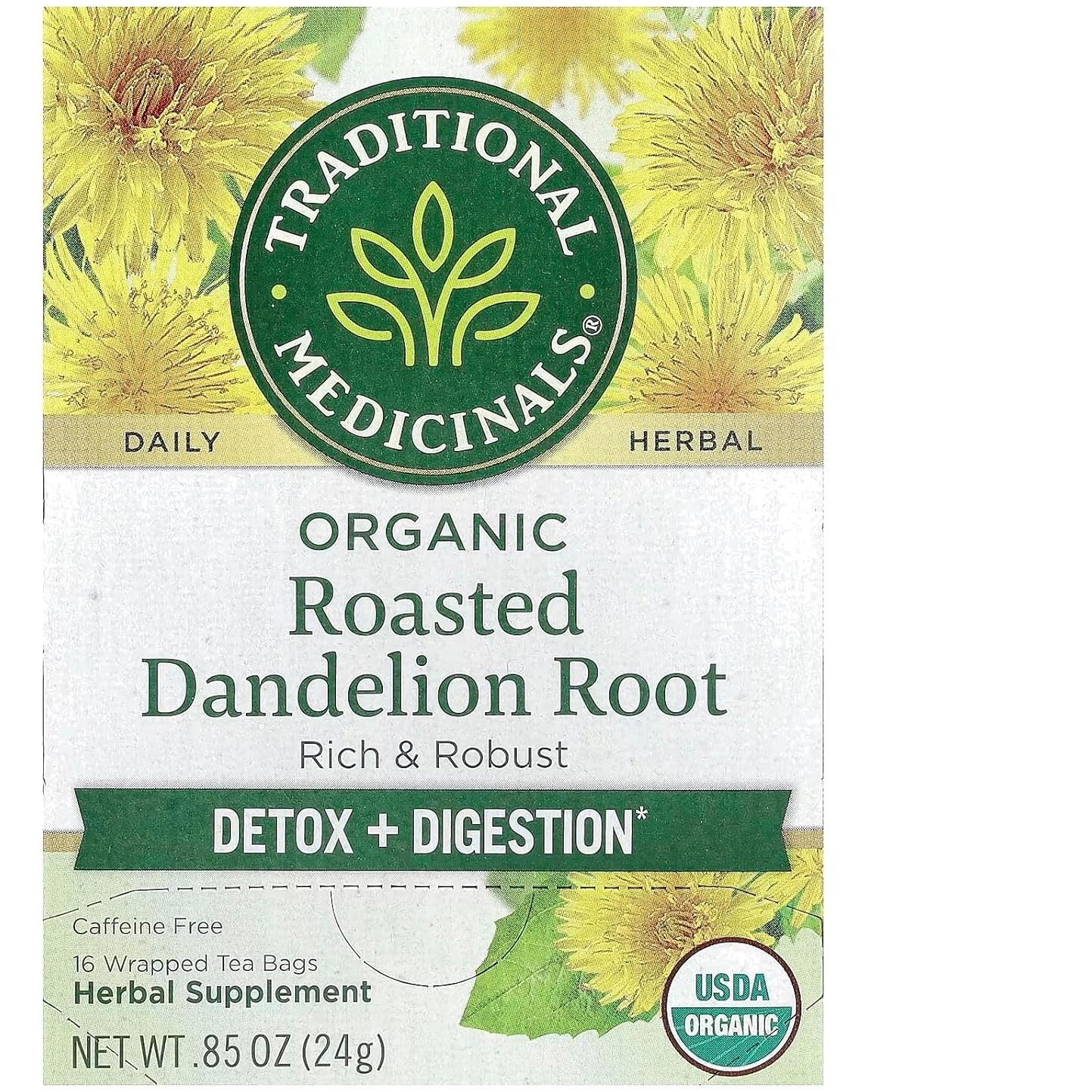 Organic Roasted Dandelion Root Tea for Detox & Digestion - 16 Kosher Teabags gallery