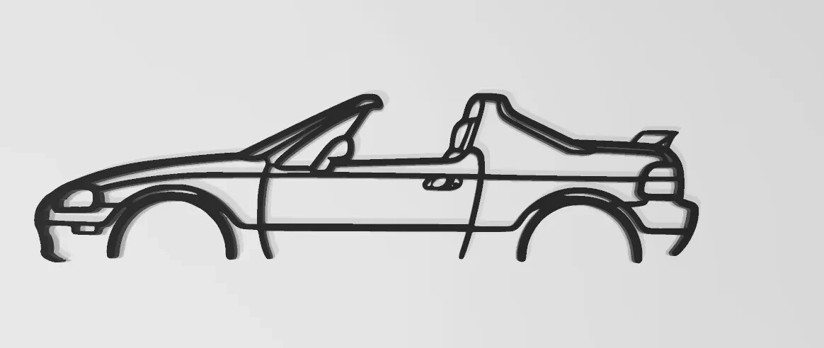 Honda Del Sol Silhouette Line 2d Wall Art Decor gallery