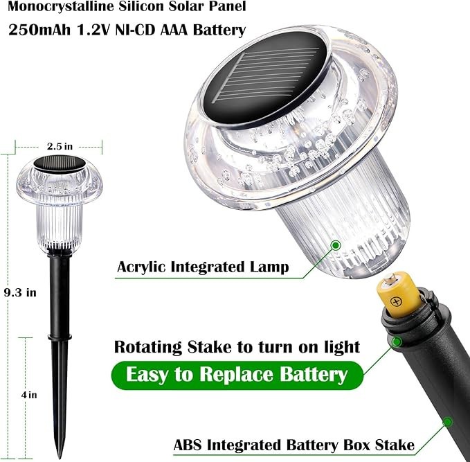 8Pack Color Changing LED Solar Light Outdoor Pathway Waterproof Decorative Light gallery