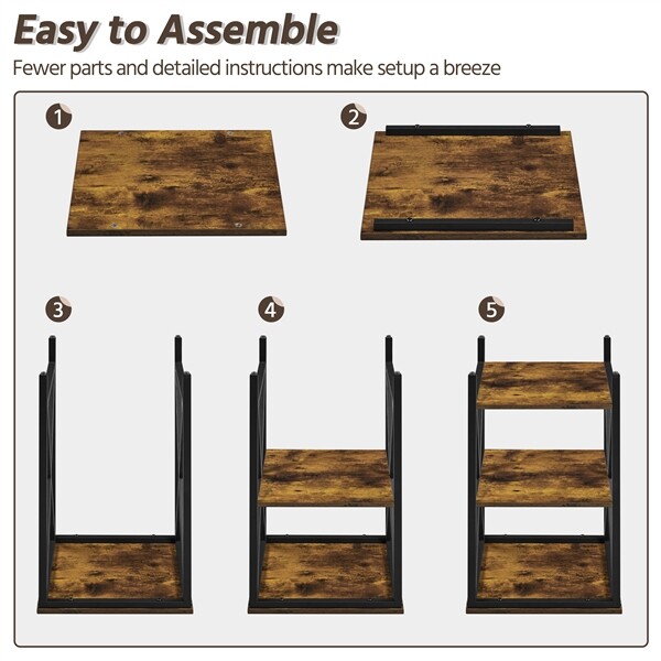 3 Tier Rustic End Table Industrial X Shape Small Wooden Side Table Living Room gallery