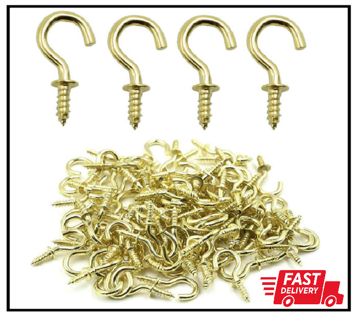 100 Pcs 1/2" Ceiling Cups Hooks Screw Hooks Ceiling Cup Hooks Self-T...