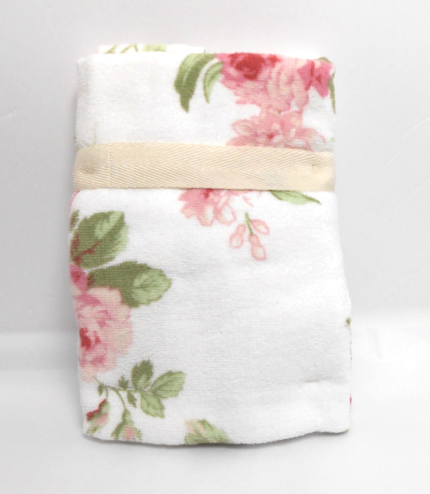 Laura Ashley 2 Fingertip Towels LISALEE Pattern Pink & White gallery