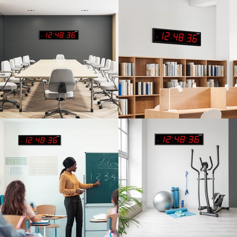 Ivation 30" Large Digital Clock, 6-Level Brightness, LED Wall Clock, Red gallery