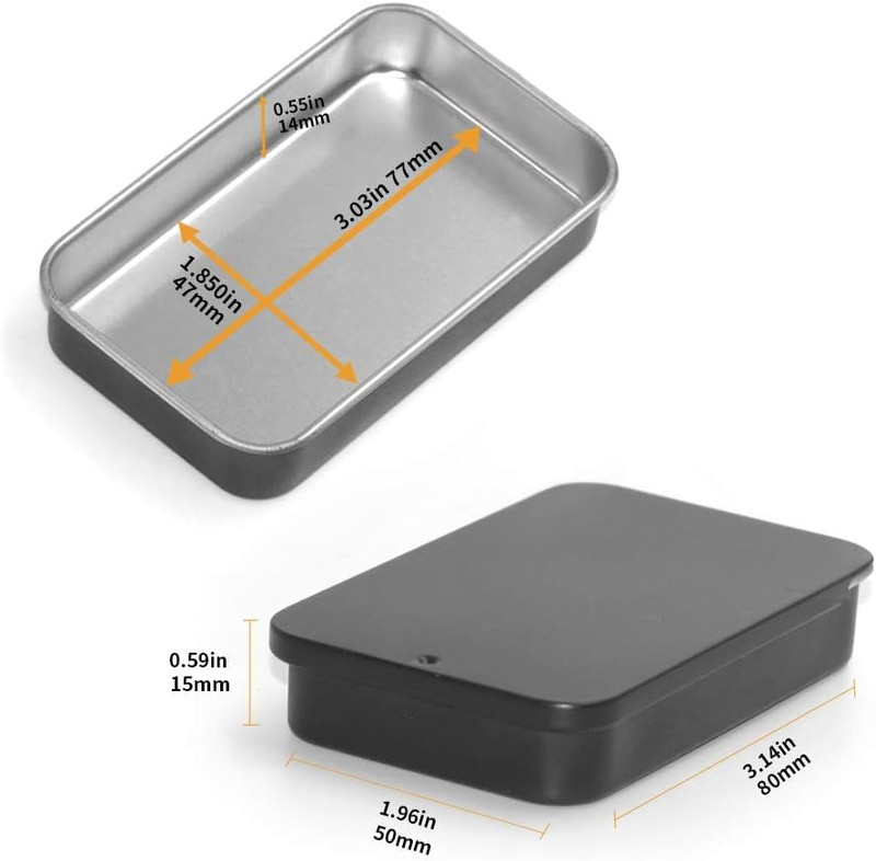 6 Pack Metal Rectangular Sliding Lid Tin Boxes Black, Containers Portable Box Sm gallery