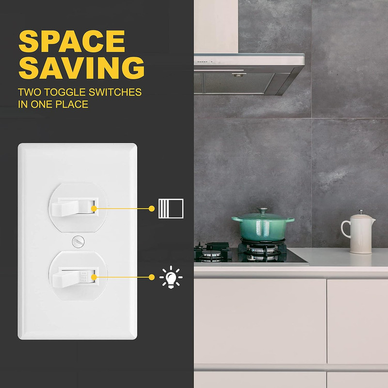 White Double Light Switch (2-Pack) | Two Single-Pole Wall Light Switches in 1-G gallery