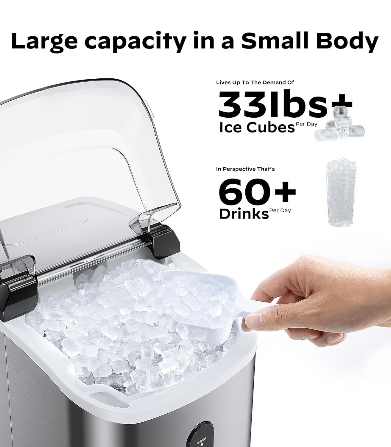 Nugget Ice Maker - 33Lbs/Day, Self-Cleaning, Ideal for Parties & Events gallery