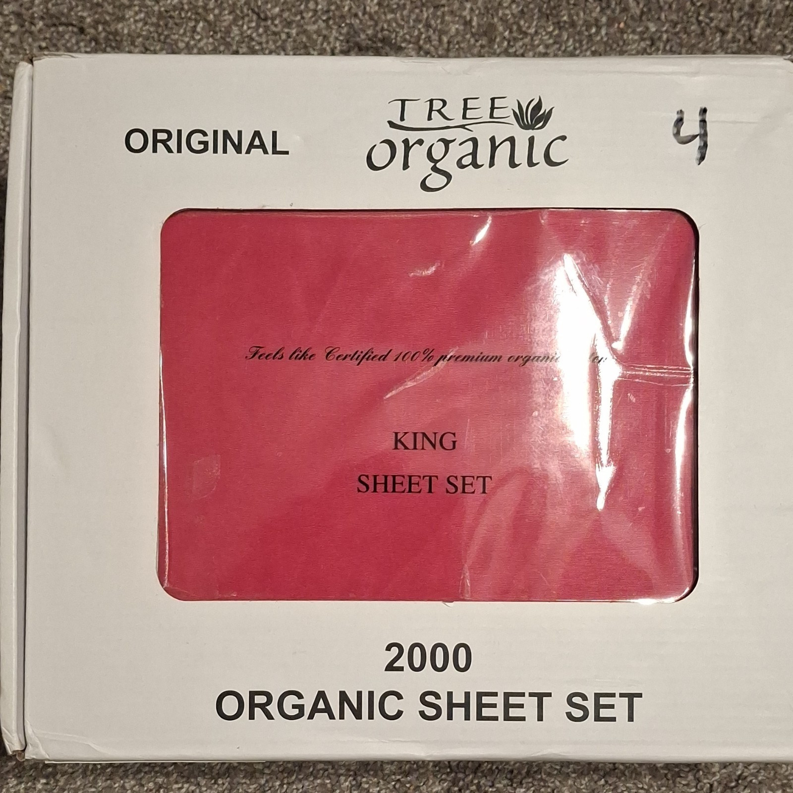 Tree Organic 2000 Series King Sheet Set Red 100% Cotton Machine Washable gallery
