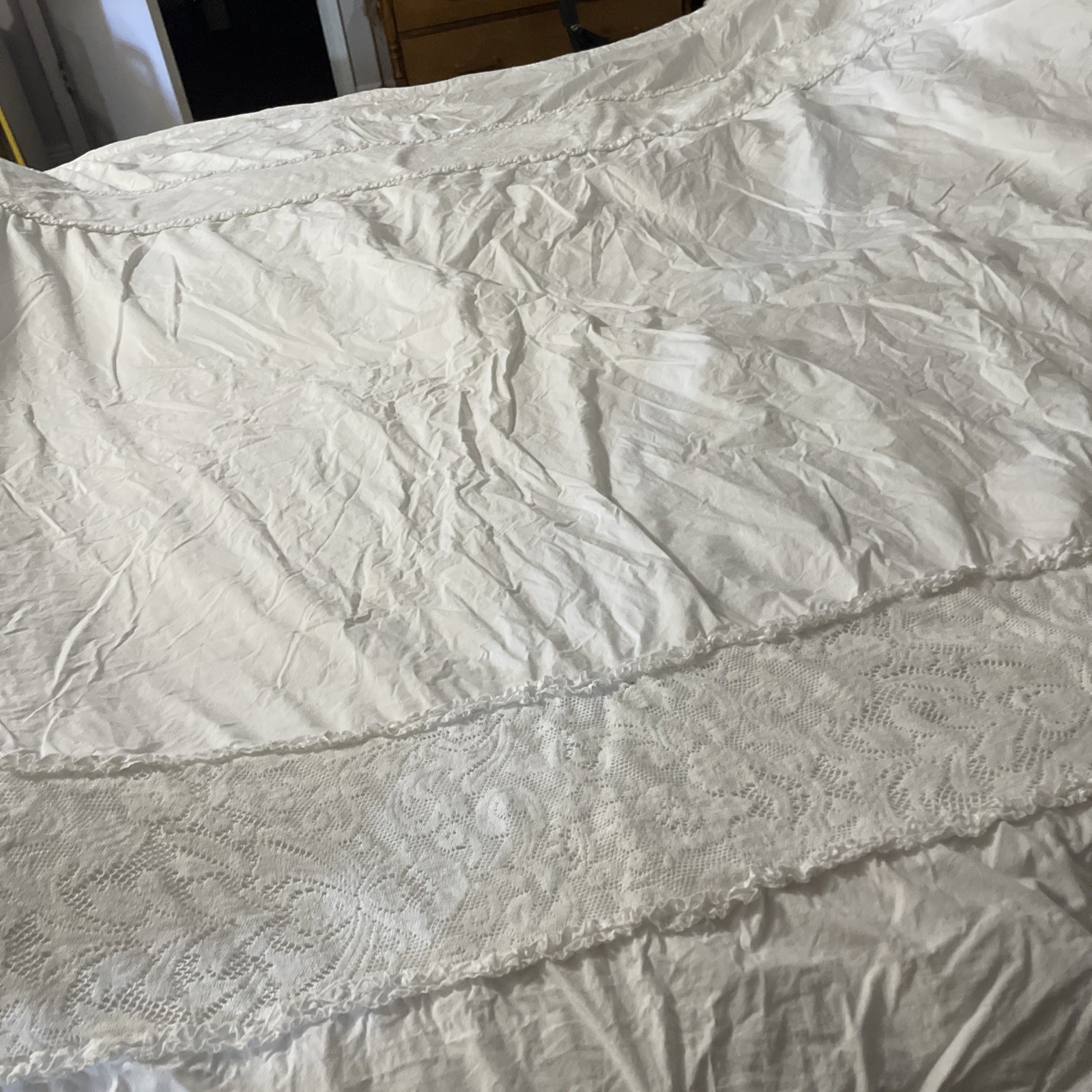 Simply Shabby Chic White Cotton Crochet Lace Duvet Cover F/Queen 86x94” 2 Shams gallery