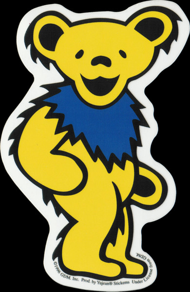 Sticker - Grateful Dead Yellow Jerry Bear Blue Necklace 1960s 1970s Rock Music gallery