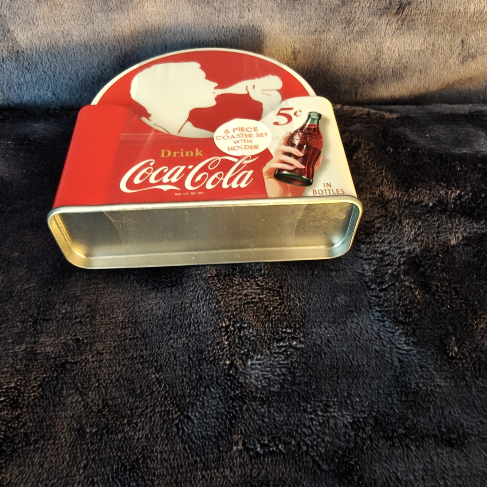 Coca-Cola Six Piece Coaster Set with Metal Holder **NEW** gallery