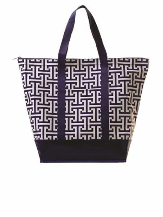Toss Designs Bella " Tag A Long " Navy / White Tote Bag Beach Shopper NWT gallery