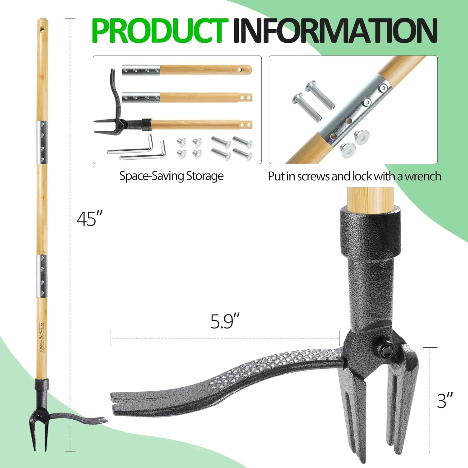 Weeder - The Original Stand Up Puller Tool Made with Long Handle Real Bamboo gallery