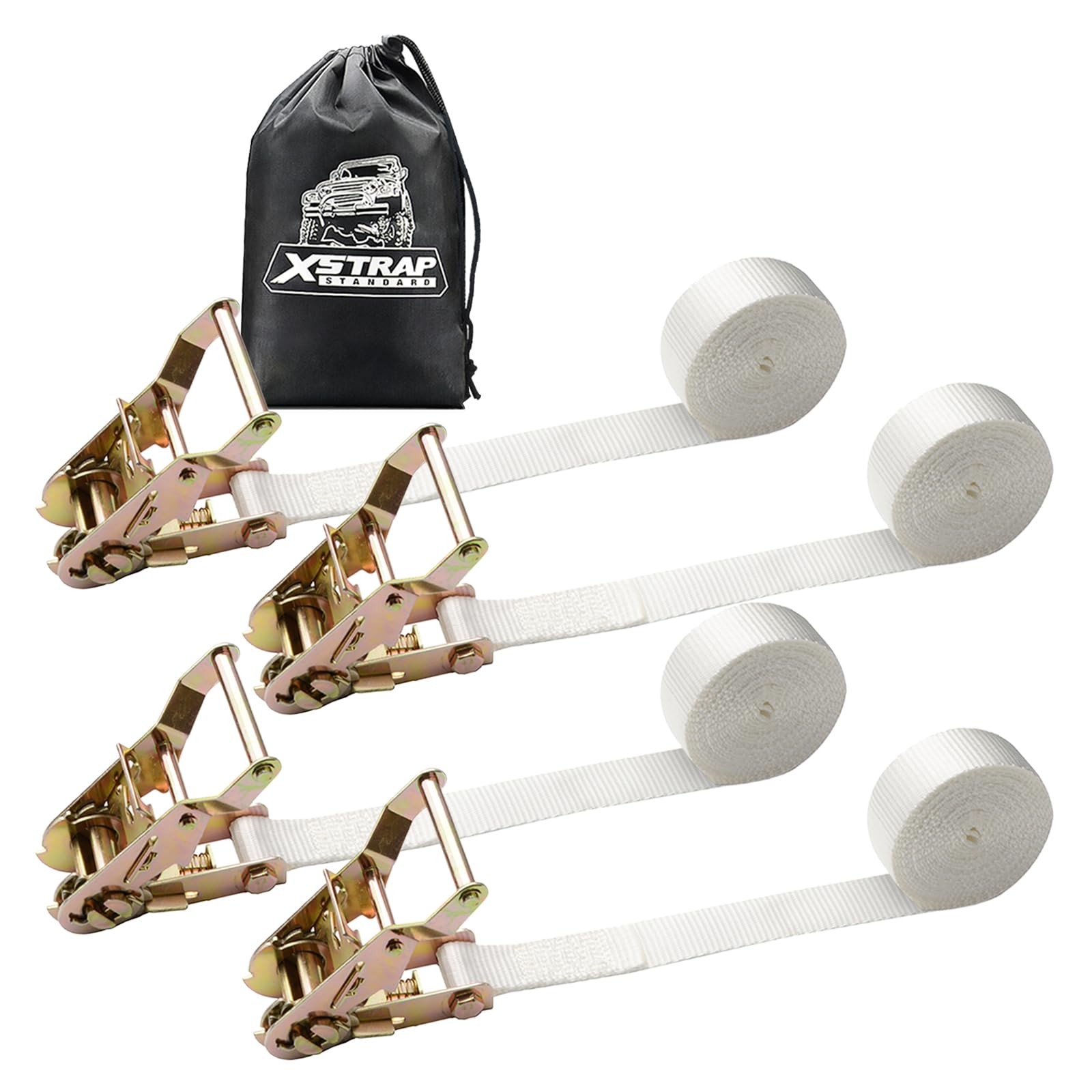 4PK 1" Endless Ratchet Straps - 2500lbs Breaking Strength Heavy Duty White Te... gallery