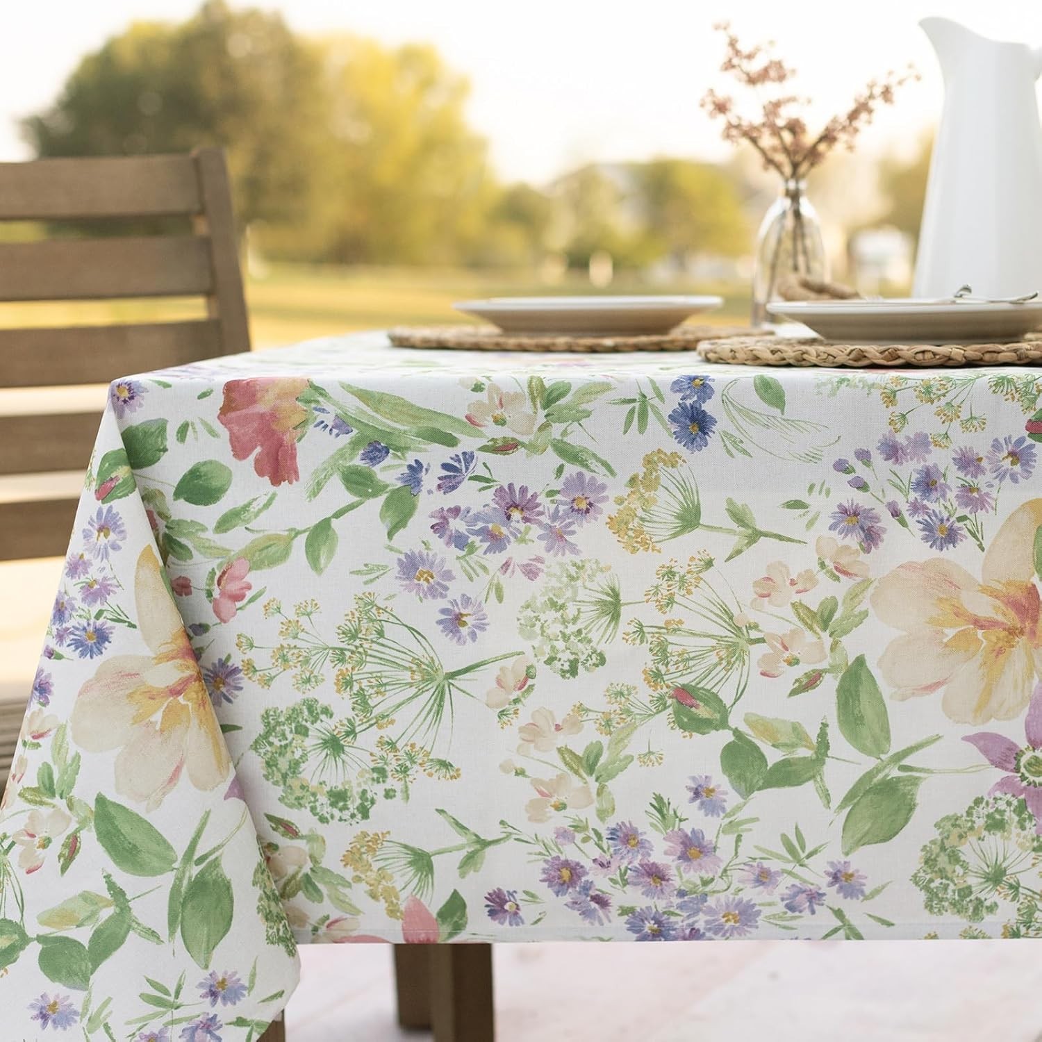 Floral Spring/Summer Durable Heavyweight Fabric Indoor Outdoor Tablecloth, gallery