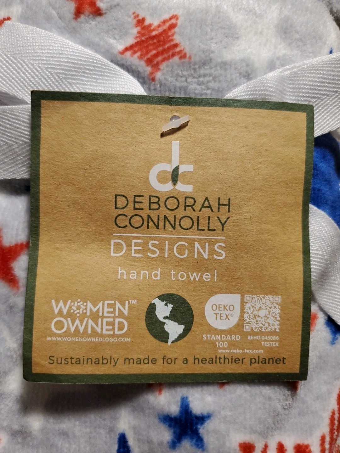 Deborah Connolly 2-pack Hand Towels Patriotic Stars & Stripes July 4th Gray gallery
