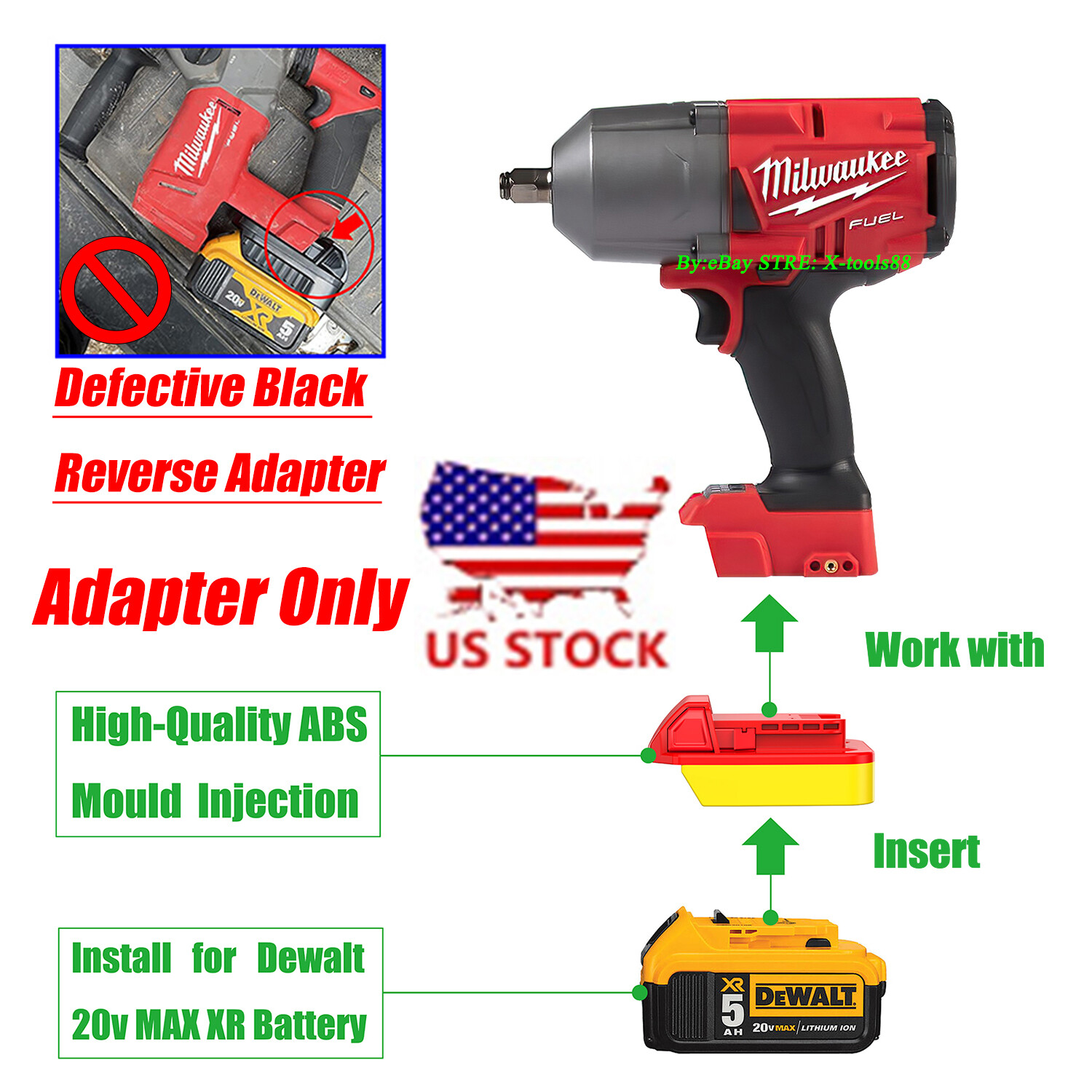 DEWALT 20V XR&DCB-Li-Ion Battery Convert To Milwaukee M18 Adapter- Adapter Only gallery