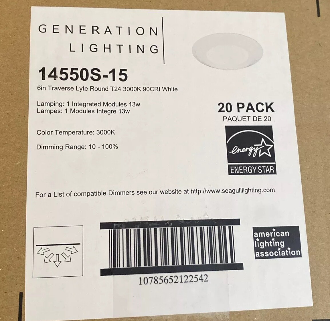 6in Generation Lighting 14550S-15 Traverse Round T24 3000K 90CRI White Lot Of 5 gallery