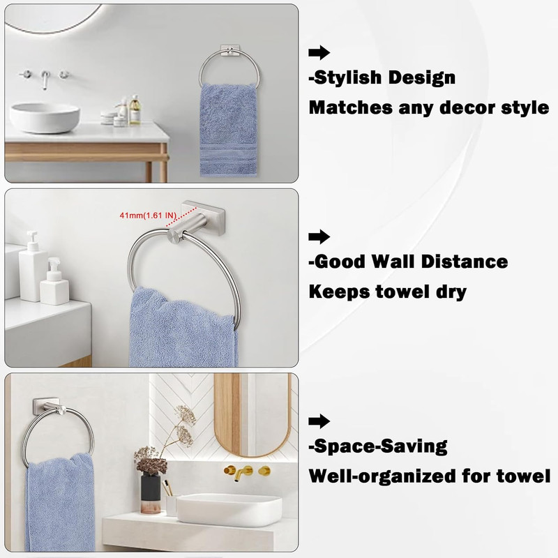 Towel Ring for Bathroom, 304 Stainless Steel Hand Towel Holder, Heavy Duty Towel gallery