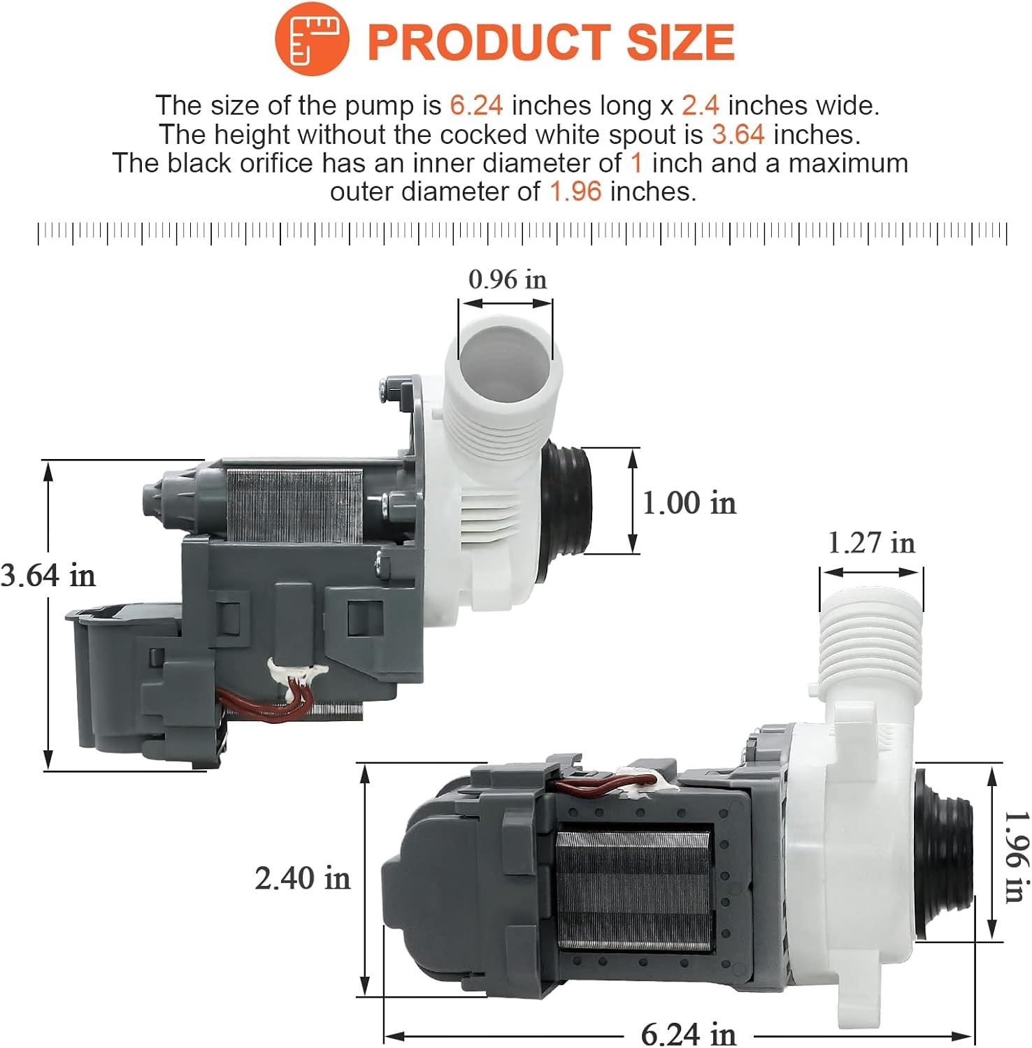 Washer Drain Pump For Whirlpool 7EWTW1300YM0 CAE2743BQ0 CAW12444BW0 QCAE2733BQ0 gallery