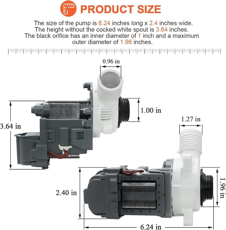 Washer Drain Pump For Whirlpool 7EWTW1300YM0 CAE2743BQ0 CAW12444BW0 QCAE2733BQ0 gallery