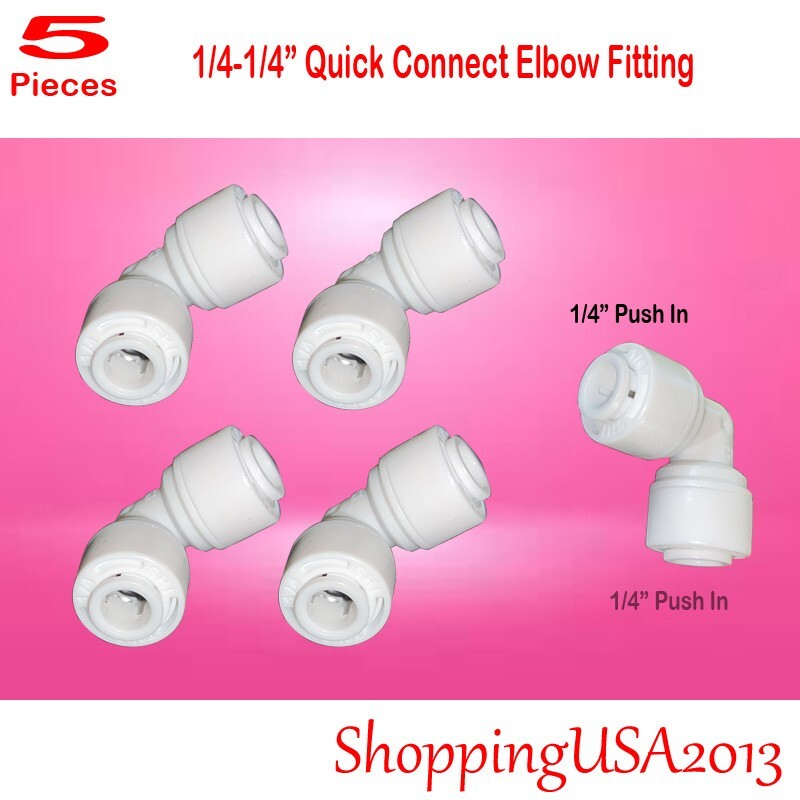 5Pc 1/4"-1/4" Quick Connect Elbow Fitting Connector Push Fit in Ro Water Filter gallery
