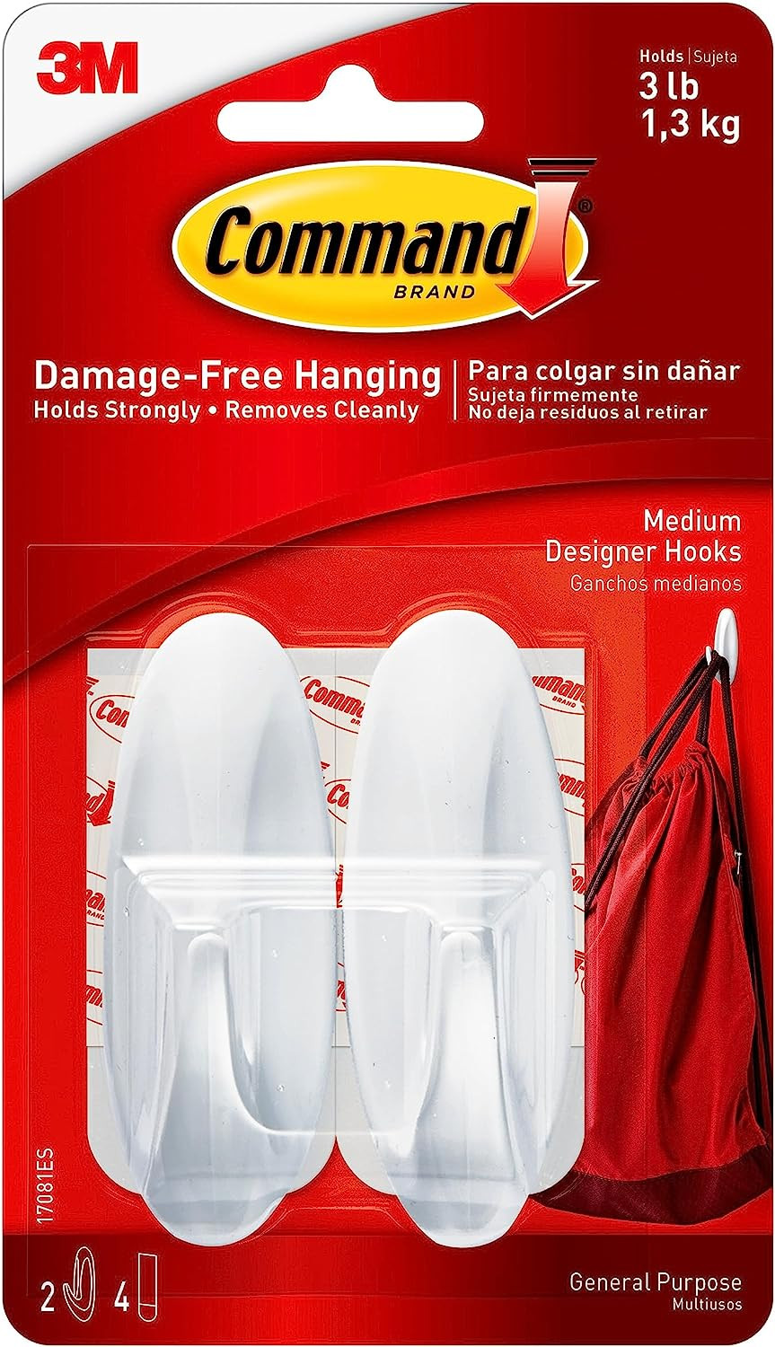 Command Medium Designer Hooks, 2 Hooks and 4 Command Strips, Damage Free Hanging gallery