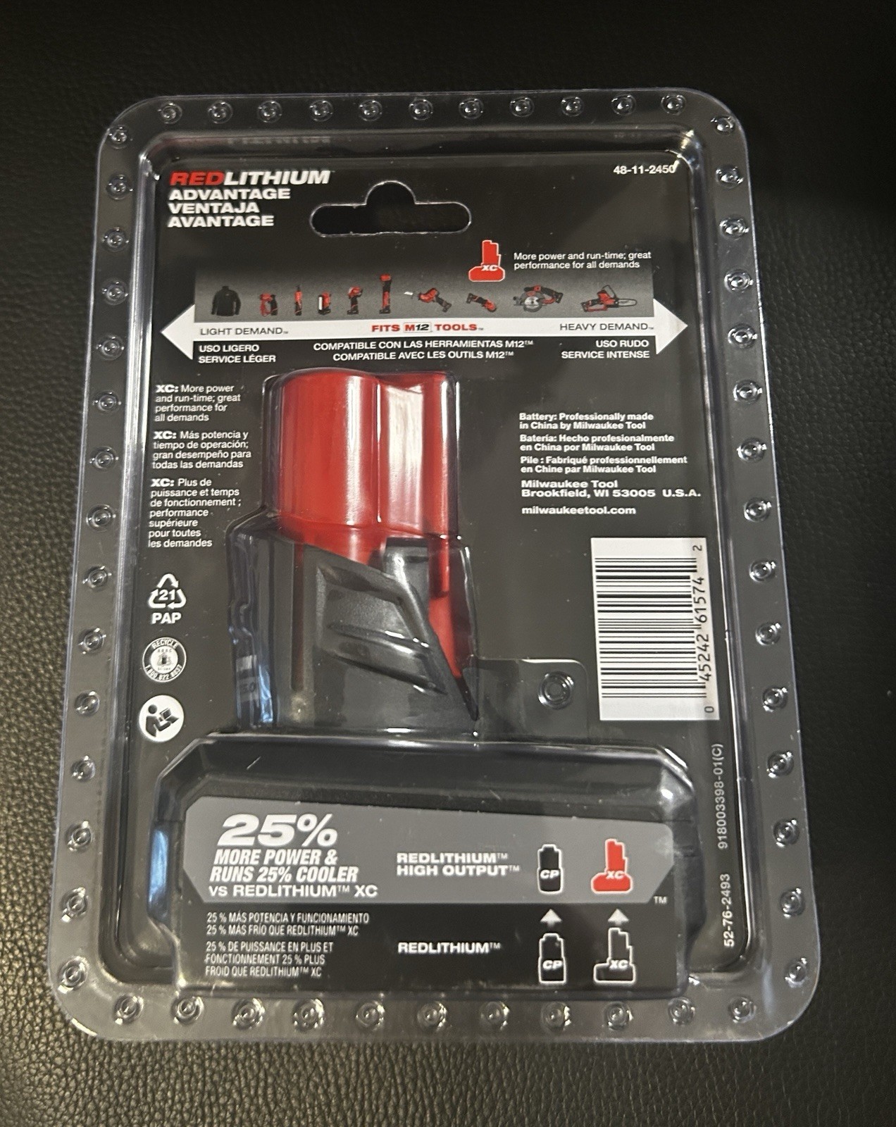 Milwaukee M12 High Output XC5.0 Lithium-Ion Battery Pack - Red (48-11-2450) gallery