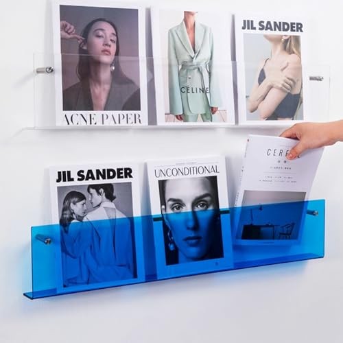 2-Pack Acrylic Magazine Holder Brochure Holder, 17" Record Holder 17 Inch Blue gallery