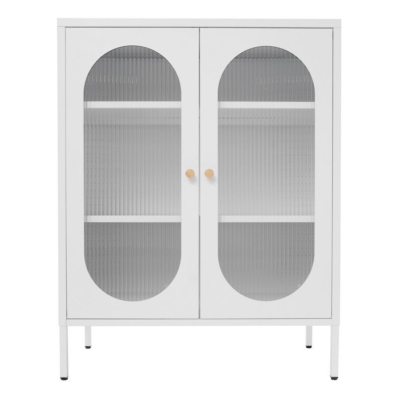 Accent Display Storage Cabinet w /2 Glass Door for Living Room White 80*40*102cm gallery