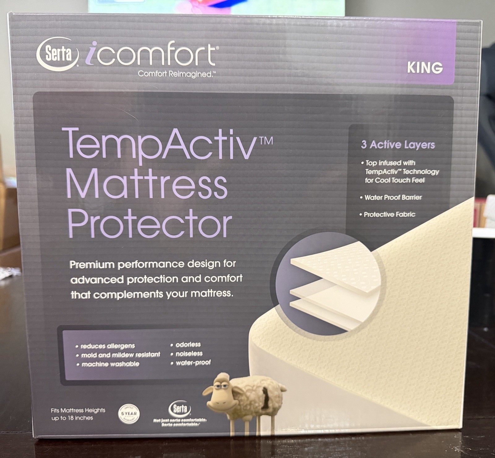 Serta iComfort King Mattress Protector TempActiv Cooling Waterproof NEW Sealed! gallery