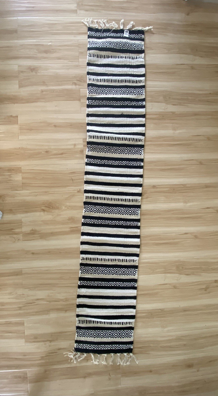 Chardin Home Table Runner 13”x72” Black White and Beige Tribal Boho gallery