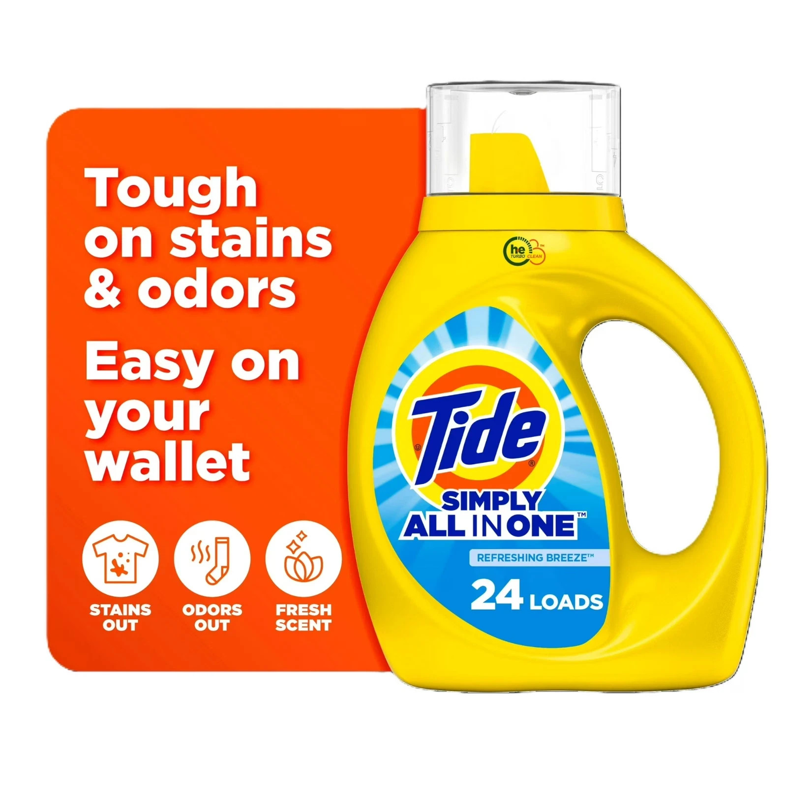 Tide Simply Liquid Laundry Detergent, Refreshing Breeze, 24 Loads, 32 fl oz gallery
