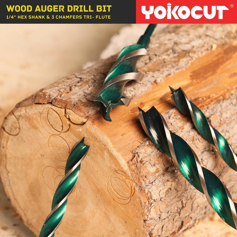 5/8" x 12" Auger Drill Bit Hex Shank TriFlute Wood Ship Long Soft Hardwood gallery