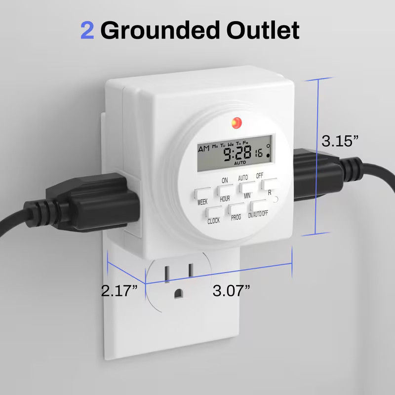 7 Day Heavy Duty Digital Programmable Timer - Dual Outlet-ULTRA-GROW by Planymax gallery