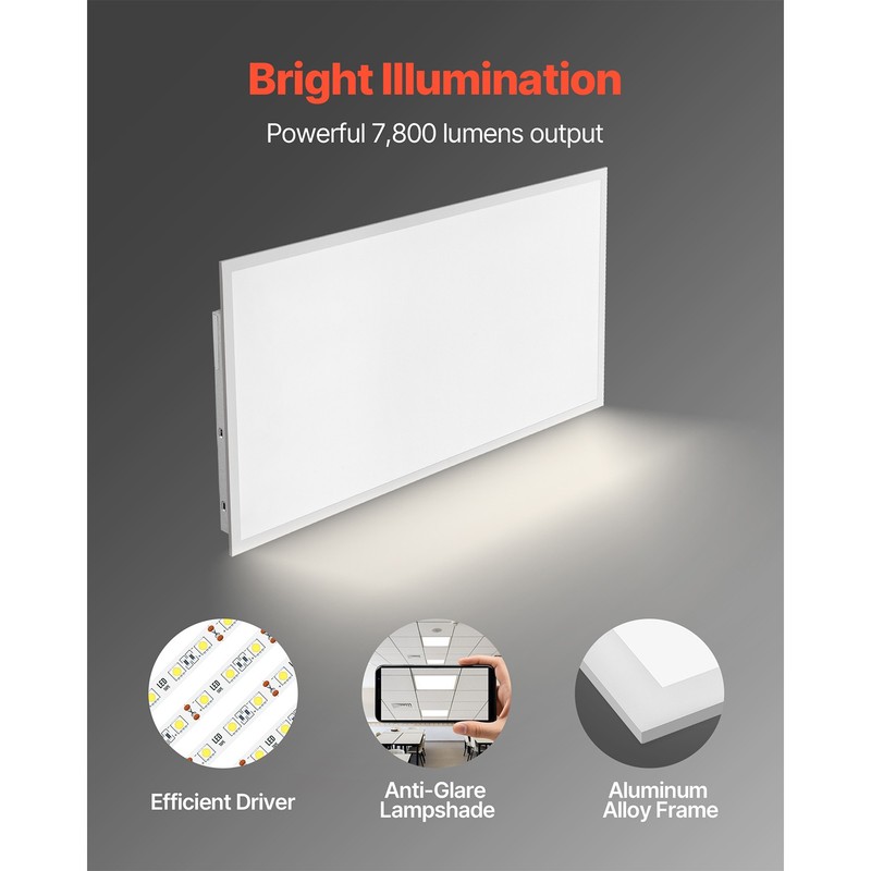 2x4 FT LED Flat Panel Light 7800LM 50W Ceiling Light Fixture 4000K/5000K/6000K gallery