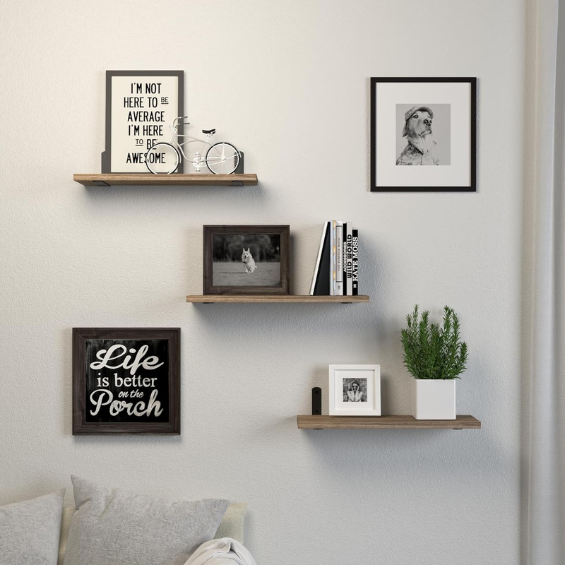 Floating Shelves, 3 Sets Wall Shelves, Wooden Floating Shelves for Wall Décor, W gallery