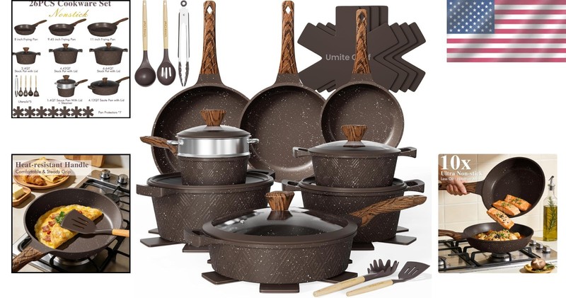 26-Piece Nonstick Cookware Set: Durable Die-Cast Aluminum & Effortless Cleanup gallery