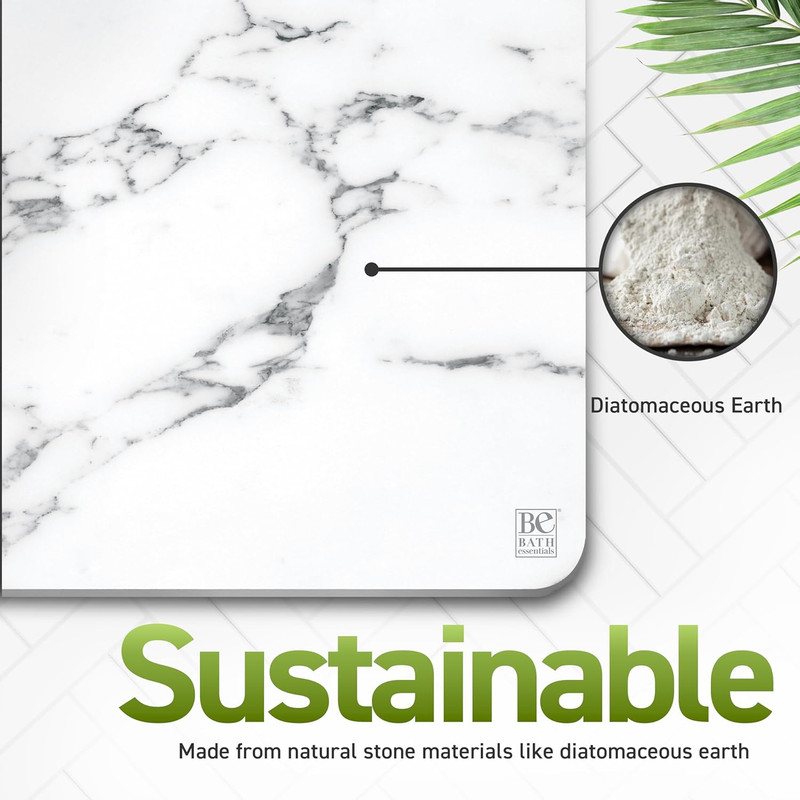 Diatomaceous Earth Bath Mat | Non-Slip, Quick Drying, Easy to Clean (Onyx Marble gallery